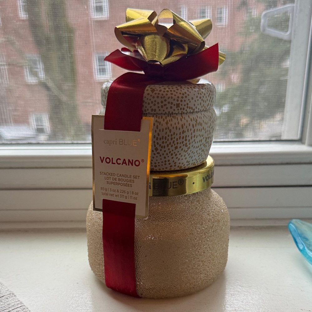 Volcano Stacked Candle Set - Gold/Cream